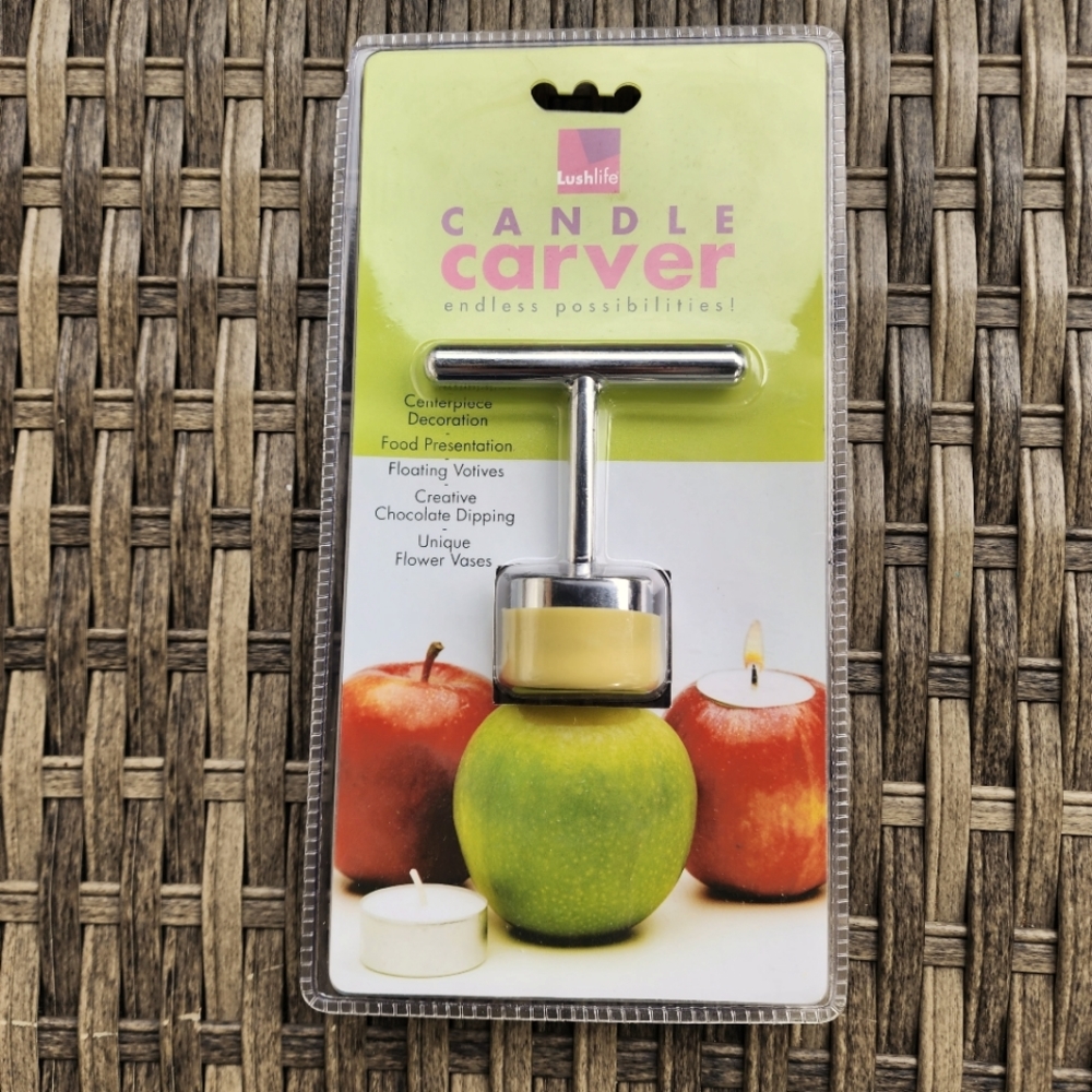 NWT  TEA LIGHT CANDLE CARVER TURNS FRESH FRUIT/VEGGIES INTO A VOTIVE HOLDERS
